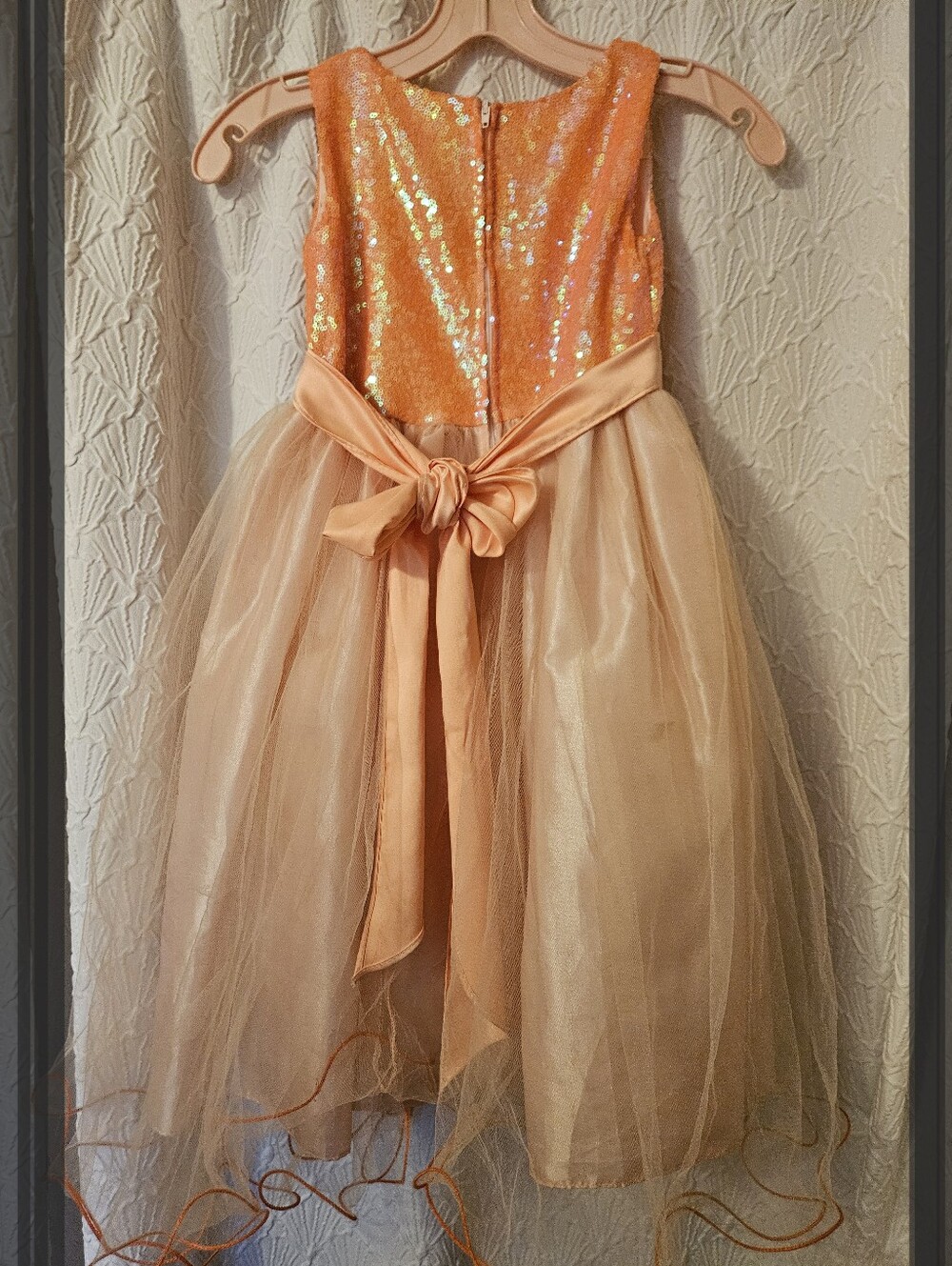Ellie Kids Peach Sequin Party Dress - Picture 10 of 15